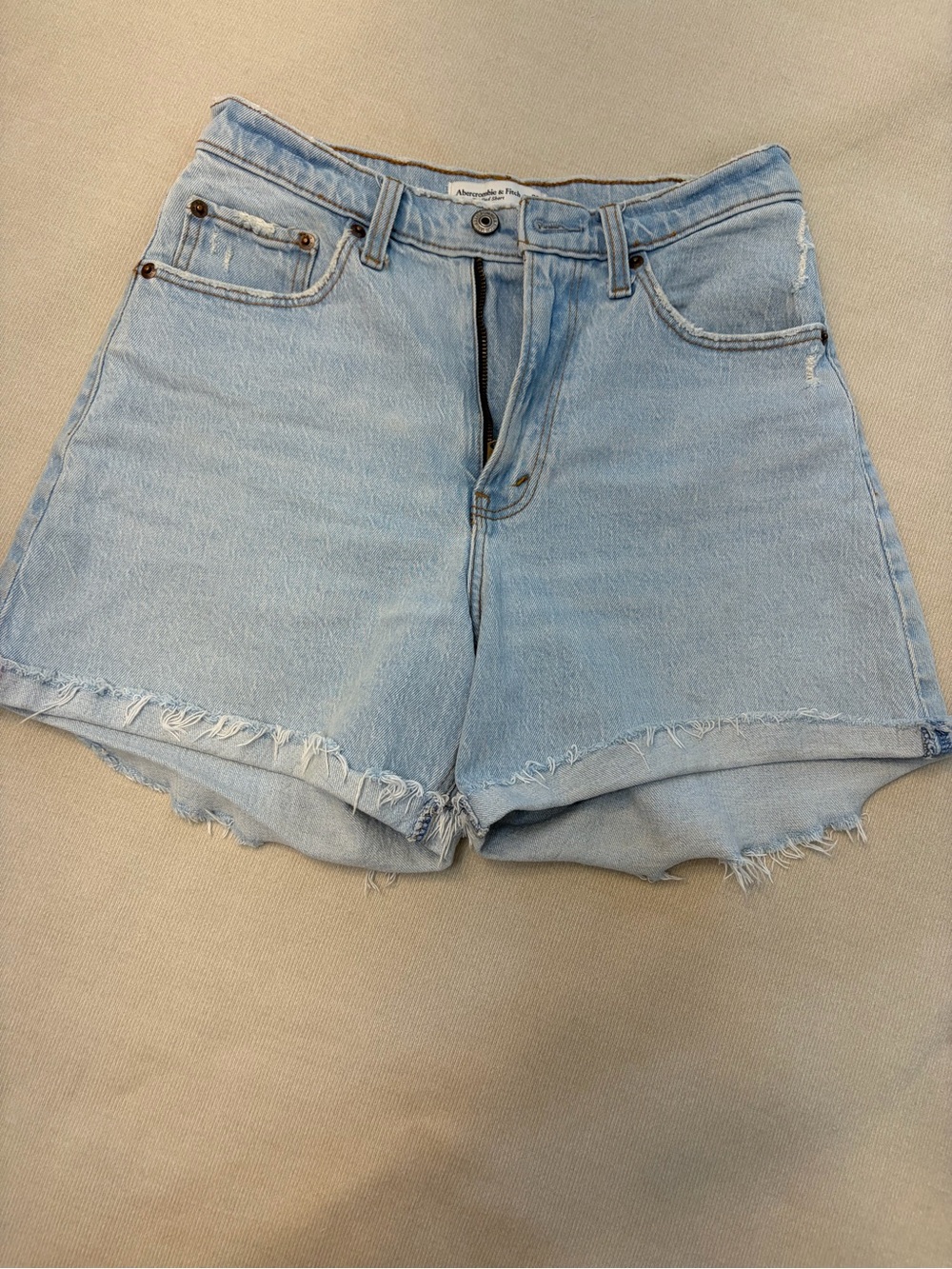 Abercrombie & Fitch Light Blue Distressed Denim Shorts